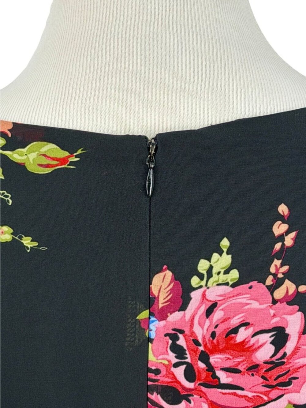 Betsey Johnson Black Bambi Floral Bell Sleeve Ruffle Hem Dress 8 | Y2K Boho Glam - Picture 10 of 16